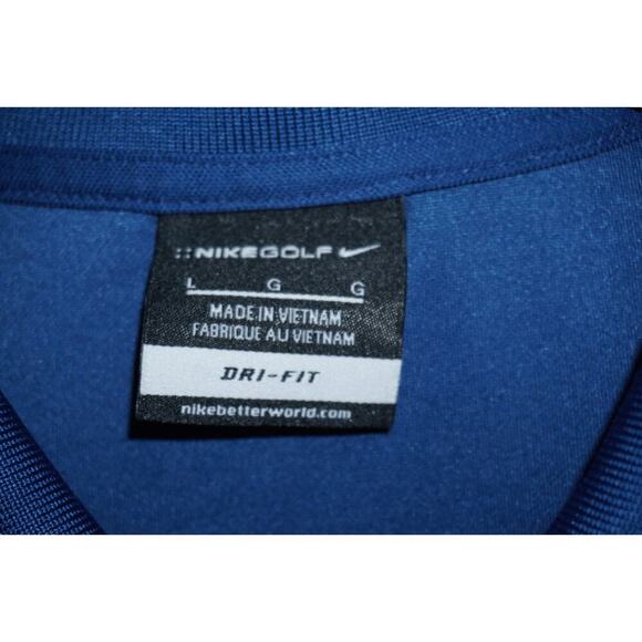 Nike Golf Dri-FIT Blue Polo Shirt Men's L Transtech Logo Embroidery Short Sleeve - Picture 3 of 4